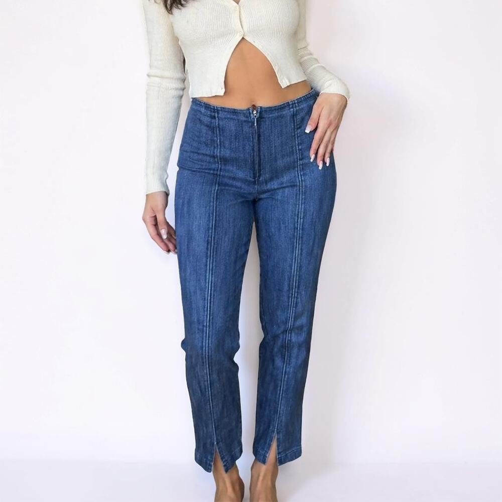 Mariel Stretch Cropped Slim Leg Split Hem Pull On Denim Pants Size 6
